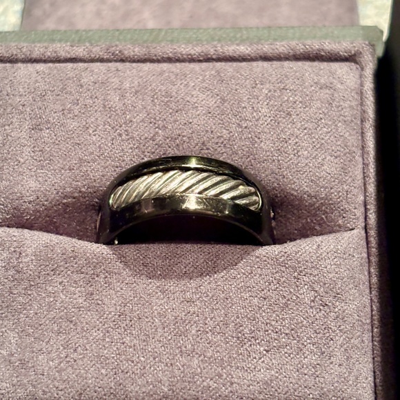 David Yurman Titanium and Sterling Silver Cable Ring Size 10